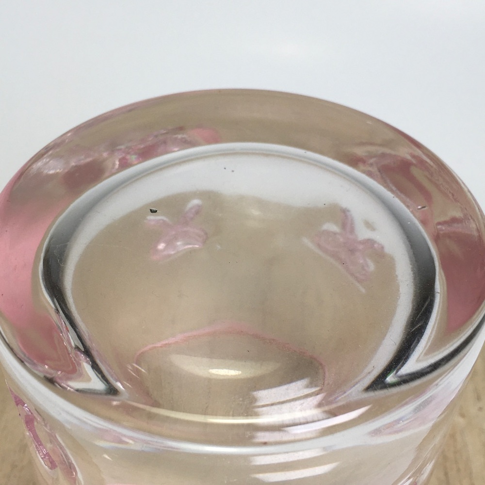 4” Rocks Glass Clear with Pink Ribbons - Picture 4 of 4